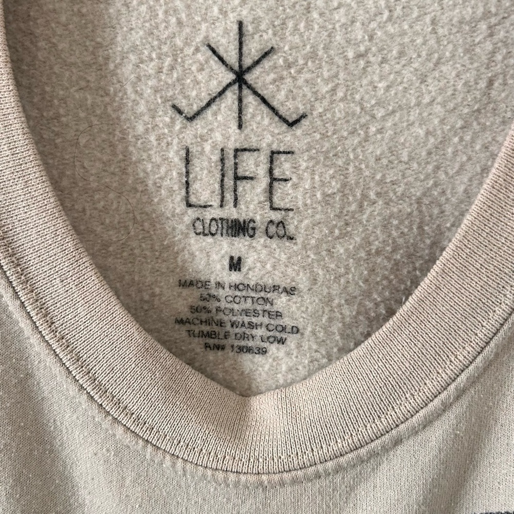 Tan Crewneck Sweater with Vintage Woodstock Graphic